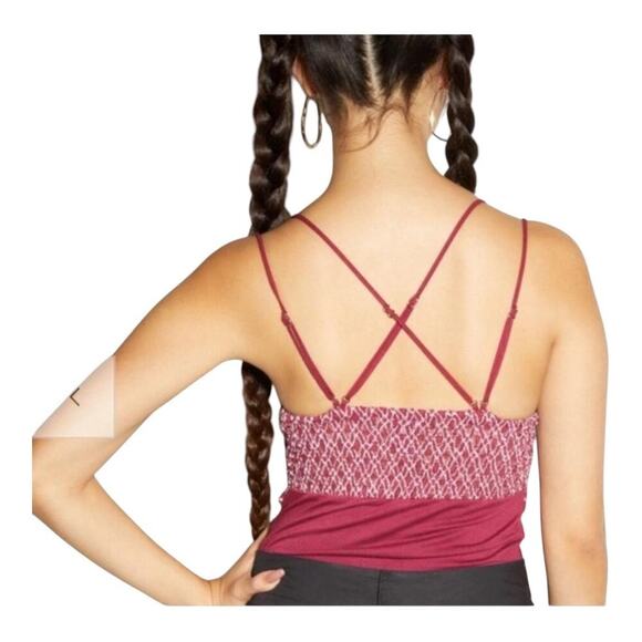 Rue 21 Women's Burgundy Bodysuit small strappy criss cross silver lace detail​ - Picture 2 of 4